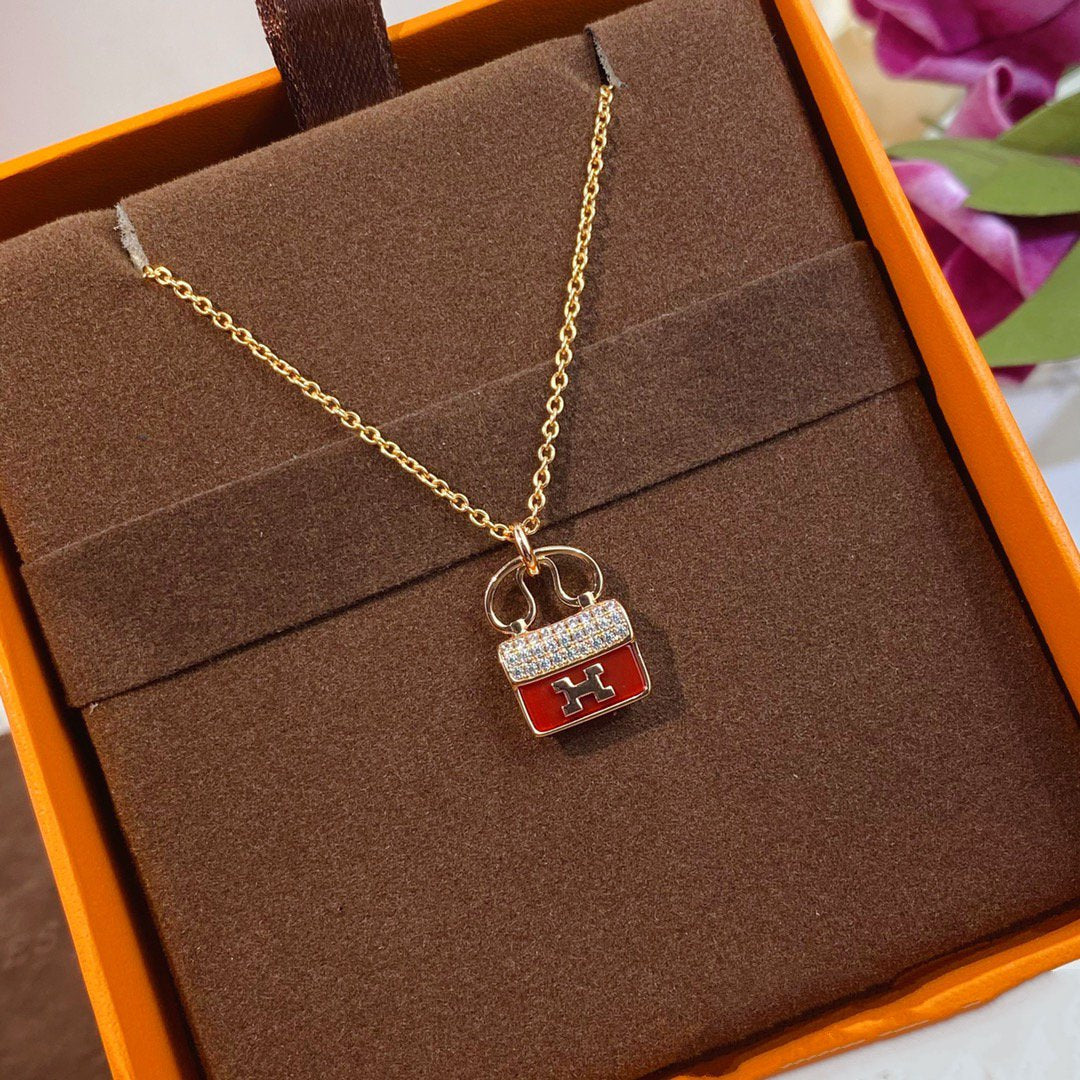 [Super CiCi ]CONSTANCE ROTER ANHÄNGER ROSÉGOLD-HALSKETTE