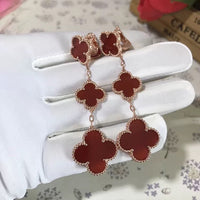 [Bieber Jewelry ]CLOVER 3 MOTIF CARNELIAN DROP EARRINGS