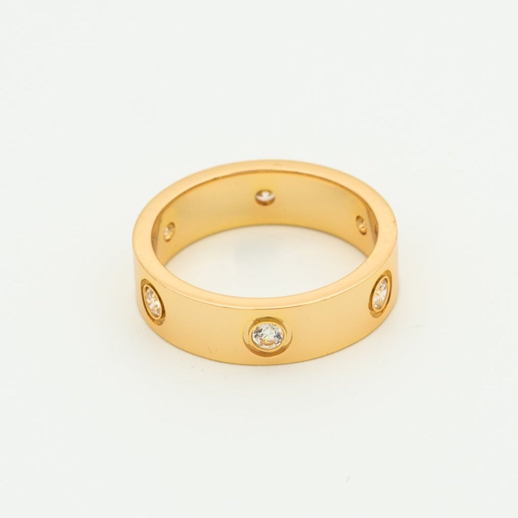 [Super CiCi ]LOVE RING 5,5 MM 6 DIAMANTEN ROSÉGOLD