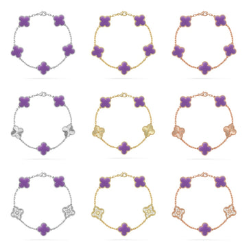[Super CiCi ]CLOVER 5 MOTIF LIGHT PURPLE BRACELET COLLECTION