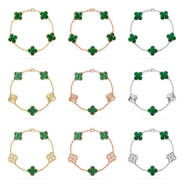 [Super CiCi ] CLOVER 5-MOTIV ARMBAND KOLLEKTION MALACHIT