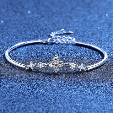 [Super CiCi]CLOVER & TWIN-STAR MOISSANITE BRACELET