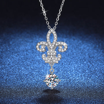 [Super CiCi] KÖNIGLICHE FLEUR-DE-LIS MOISSANIT-ANHÄNGERKETTE