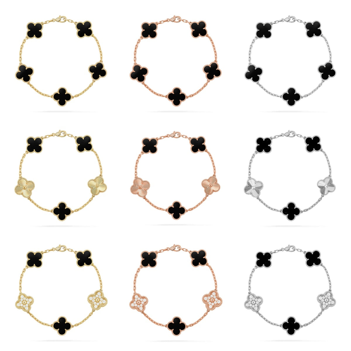 [Super CiCi ] CLOVER 5-MOTIV ONYX ARMBAND KOLLEKTION