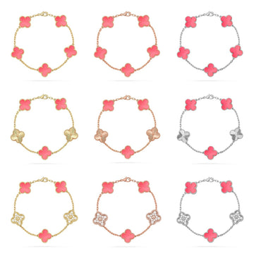 [Super CiCi ] CLOVER 5 MOTIFS  PINK MOP BRACELET COLLECTION