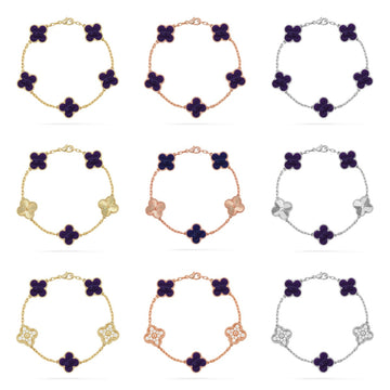[Super CiCi ]CLOVER 5 MOTIF PURPLE STRIPES BRACELET COLLECTION