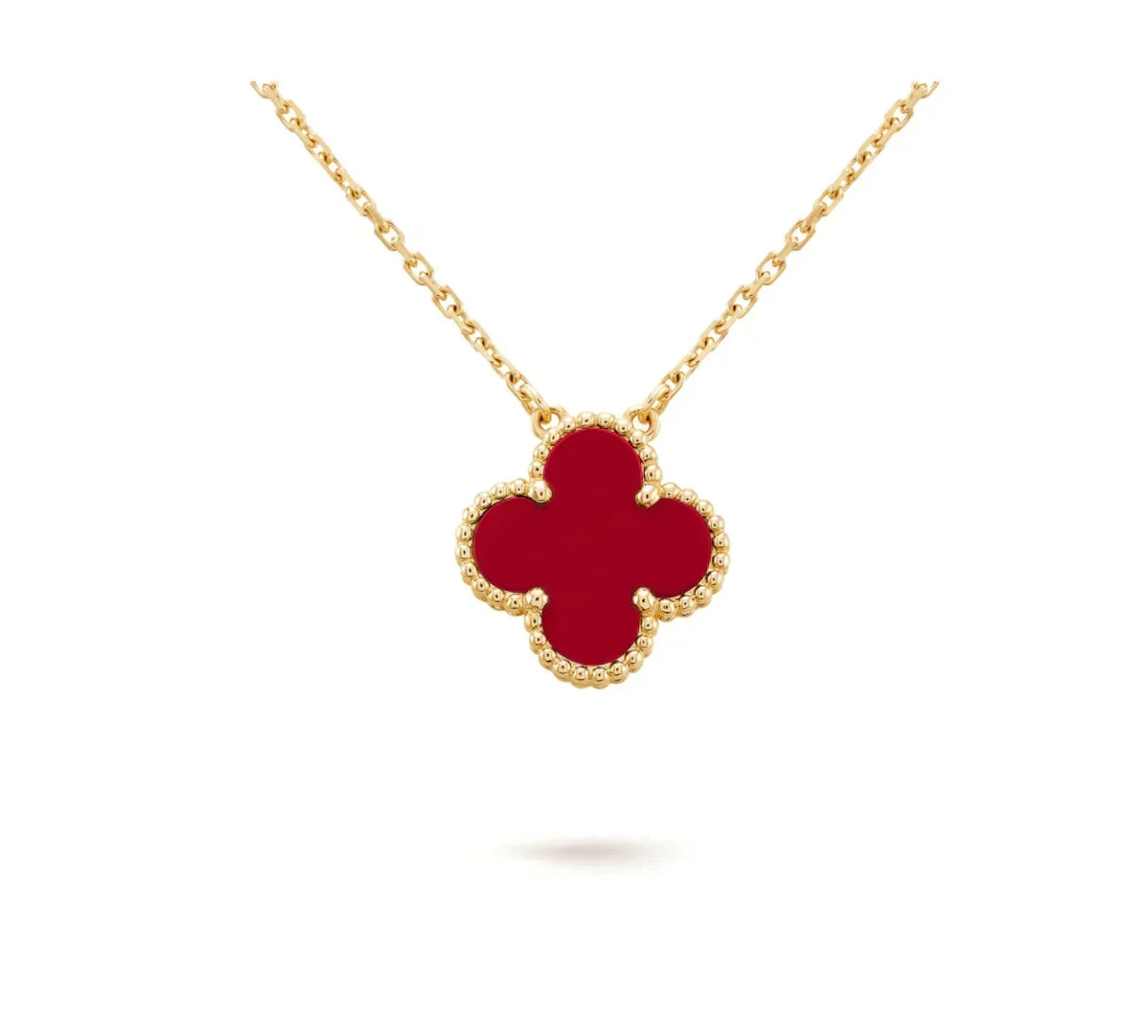 [Super CiCi ]CLOVER 15MM KARNELIAN EINZELBLUMEN-HALSKETTE