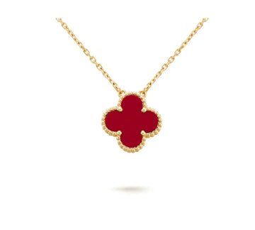 [Super CiCi ]CLOVER 15MM KARNELIAN EINZELBLUMEN-HALSKETTE