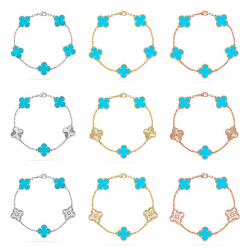 [Super CiCi ] CLOVER 5-MOTIV-ARMBAND KOLLEKTION TÜRKIS