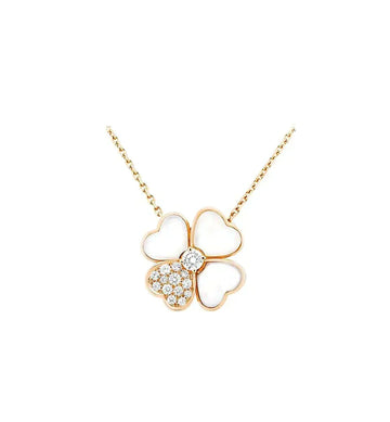[Super CiCi ]CLOVER MOP DIAMOND ROSEGOLD HALSKETTE