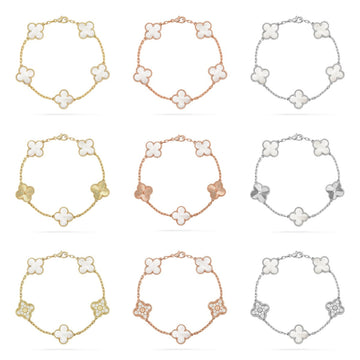 [Super CiCi ]CLOVER WEISSE PERLMUTT 5 MOTIV ARMBAND KOLLEKTION