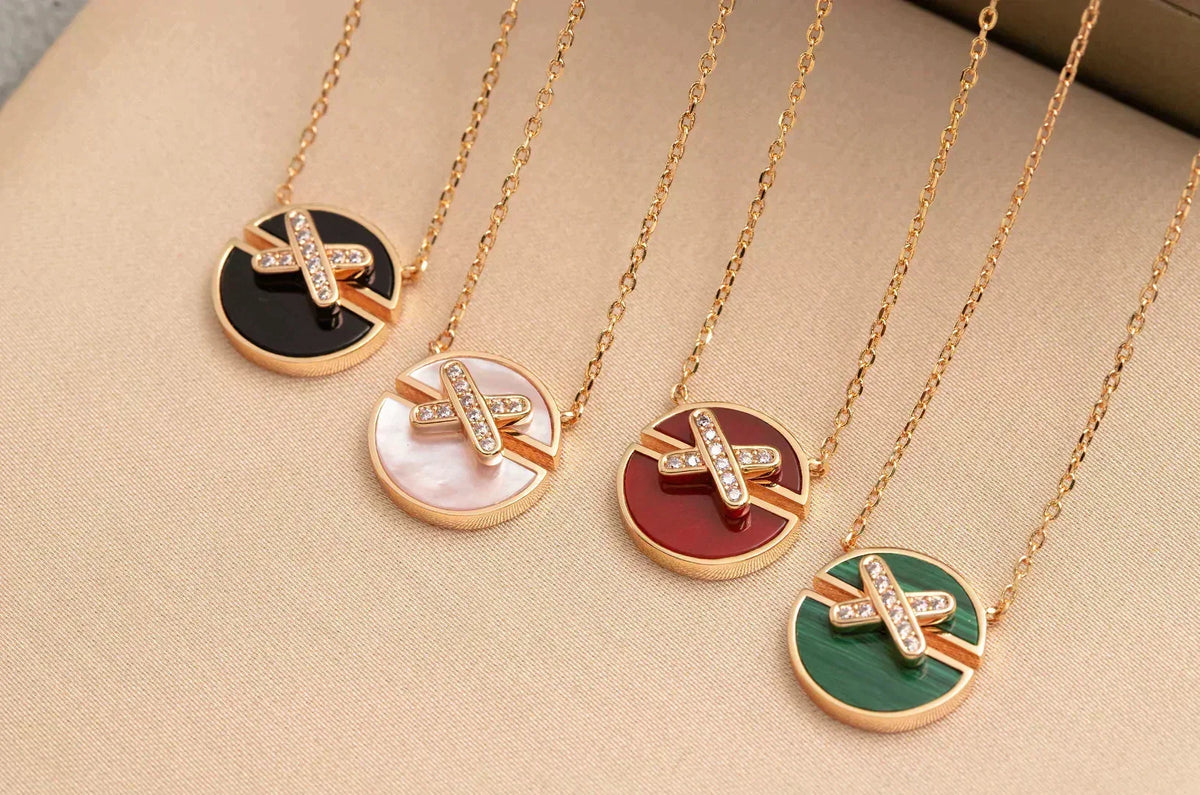 [Super CiCi ]ROSEGOLD-DIAMANT-HALSKETTE-SET