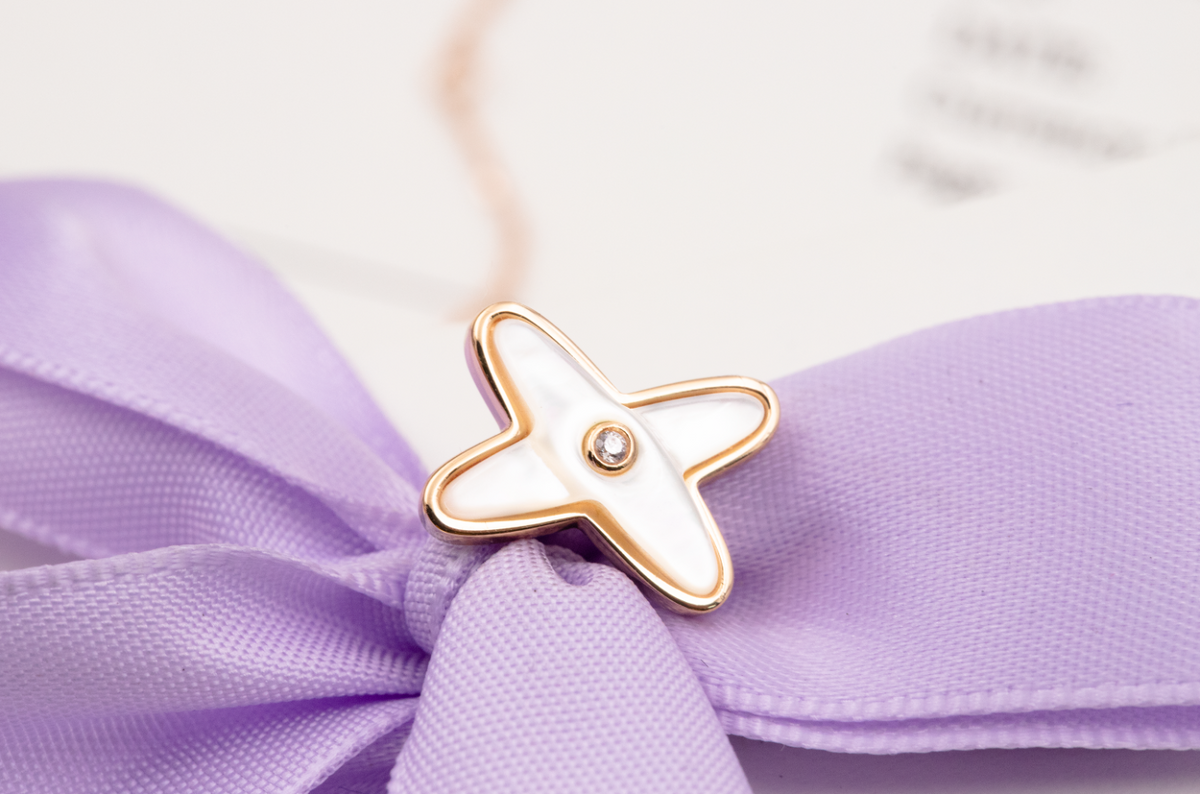 [Super CiCi ]JEUX DE WHITE MOP ROSE GOLD DIAMOND EARRINGS