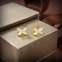 [Bieber Jewelry ]JEUX DE WHITE MOP GOLD DIAMOND EARRINGS