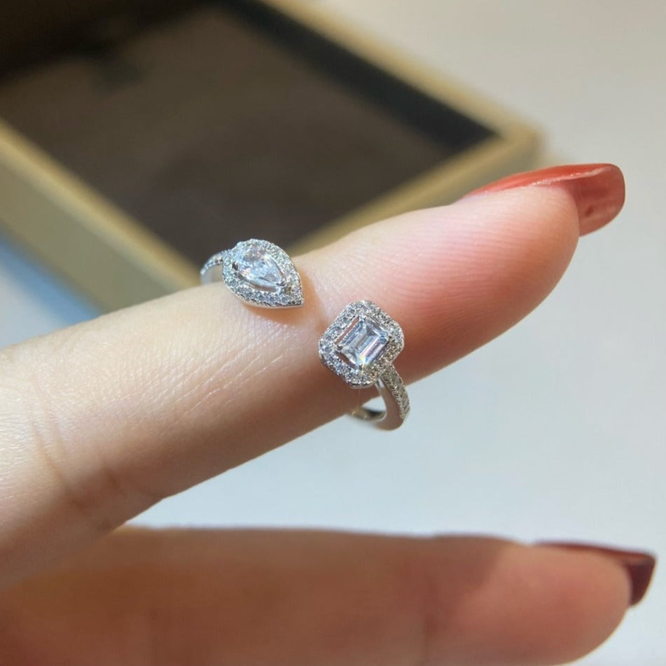 [Super CiCi]My Twin Toi & Moi Silver Diamond Ring
