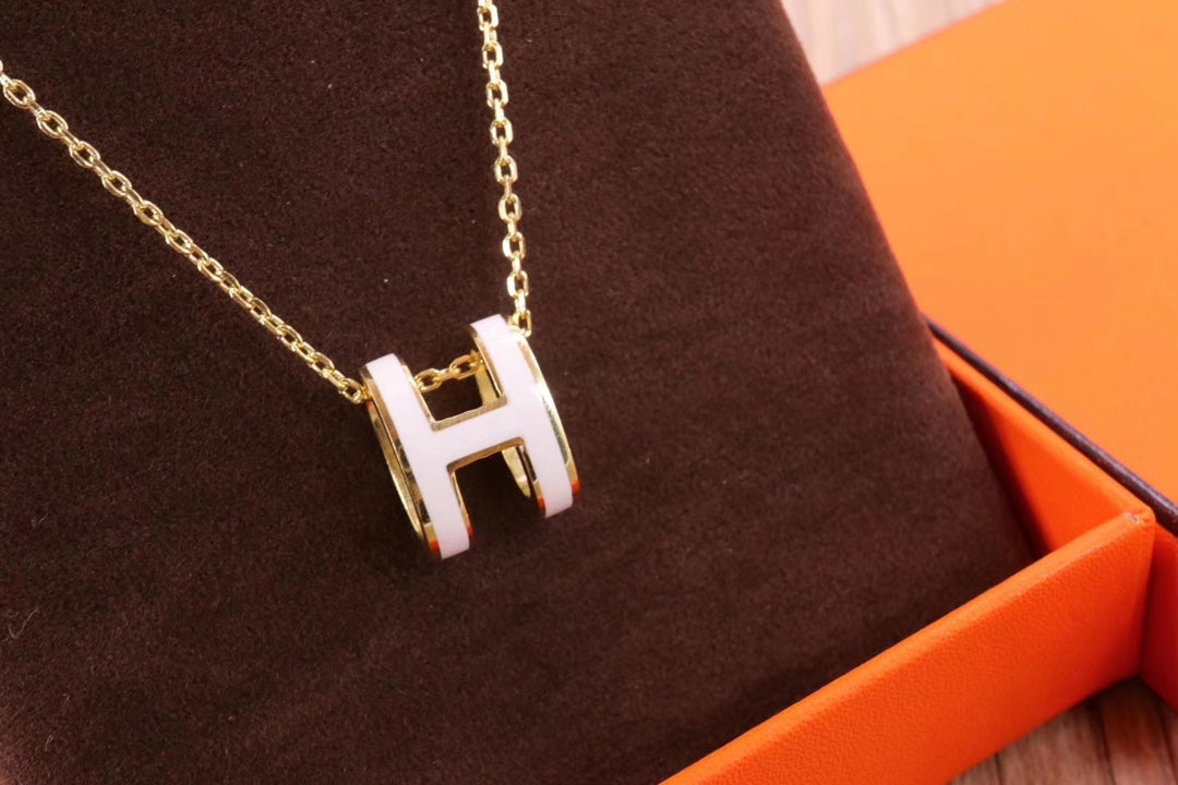 [Super CiCi ]HM CLIC GELBE EMAILLE GOLDHALSKETTE
