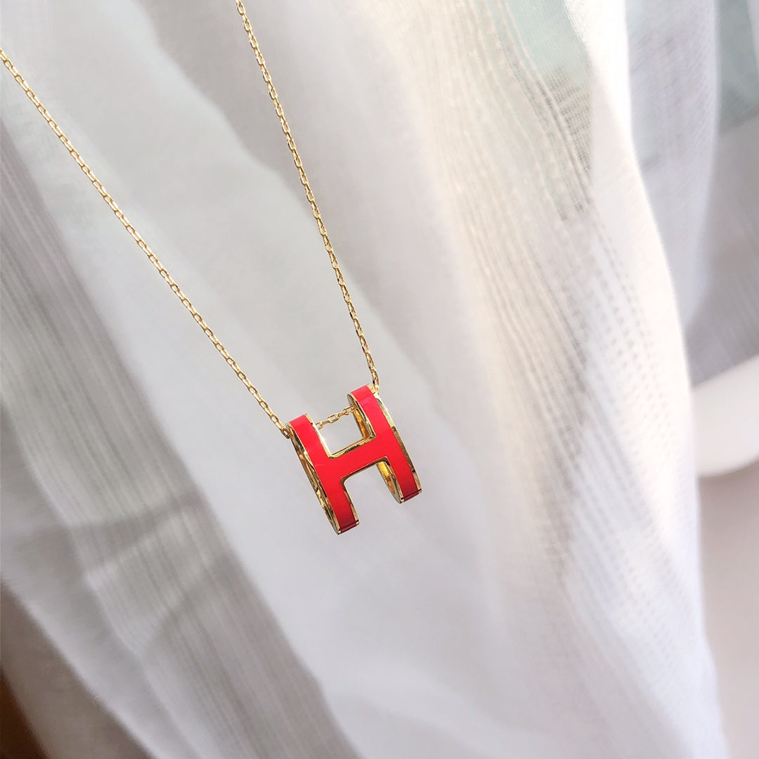 [Super CiCi ]HM CLIC ROTE EMAILLE GOLD HALSKETTE