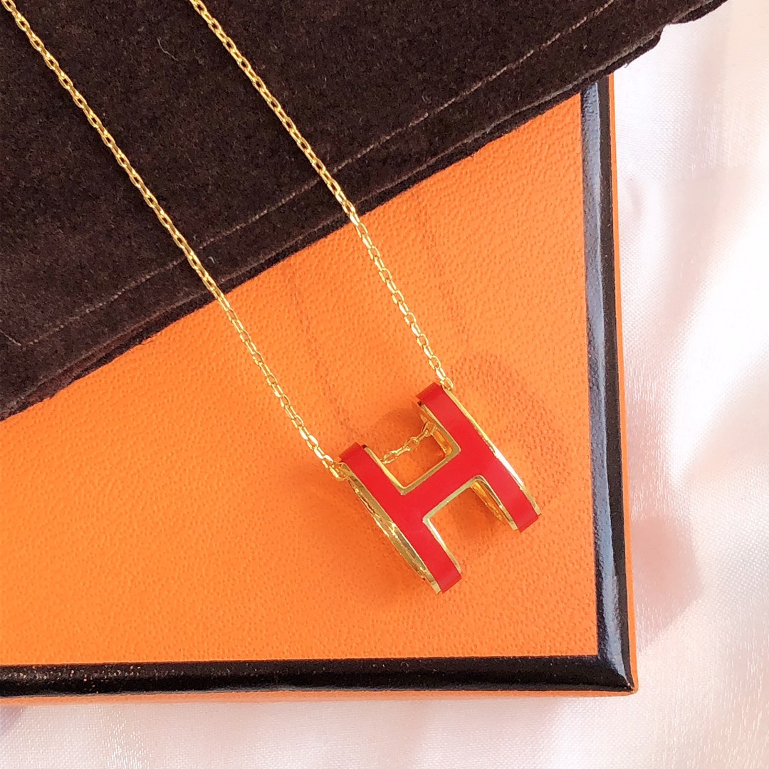 [Super CiCi ]HM CLIC ROTE EMAILLE GOLD HALSKETTE