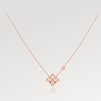 [Bieber Jewelry ]STAR PINK MOP 1 DIAMOND PINK GOLD NECKLACE