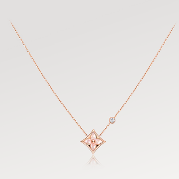 [Super CiCi ]STAR PINK MOP 1 DIAMOND PINK GOLD NECKLACE