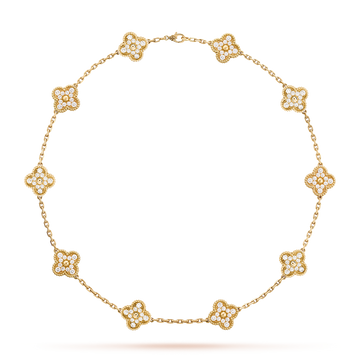 [Super CiCi ]CLOVER 10 MOTIFS DIAMOND NECKLACE