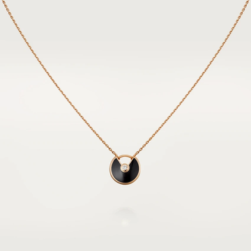 [Super CiCi ]AMULETTE HALSKETTE AUS ROSÉGOLD MIT ONYX
