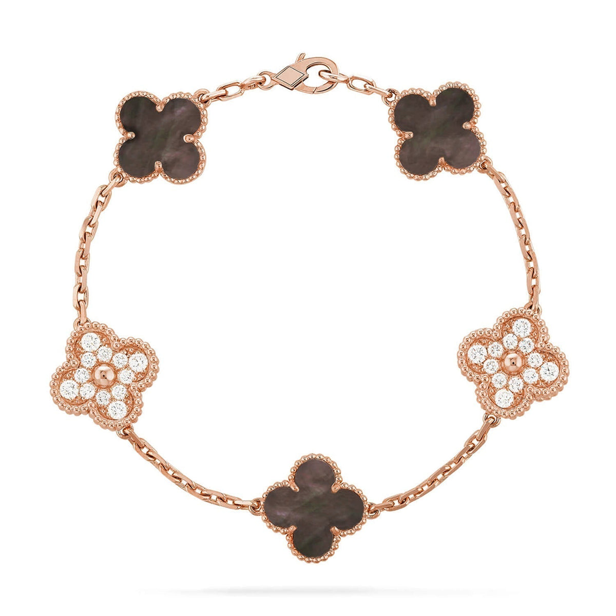 [Super CiCi ] CLOVER 5 MOTIF ARMBAND KOLLEKTION GRAUES PERLMUTT