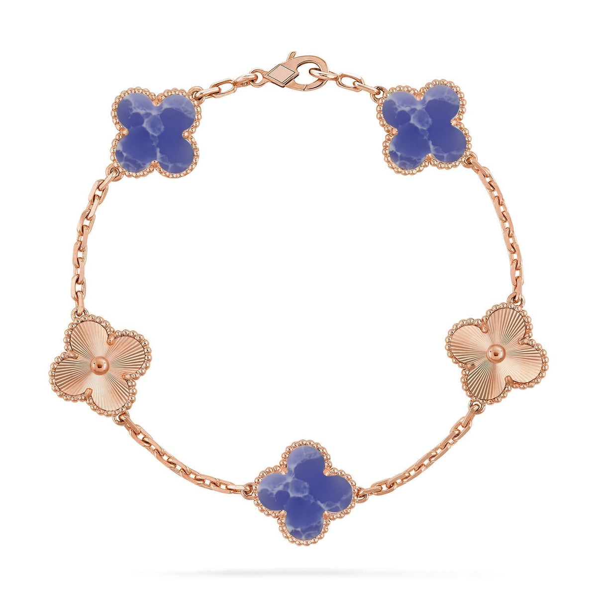 [Super CiCi ]KOLLEKTION CLOVER ARMBAND MIT 5 MOTIVEN UND BLAUEN ADERN
