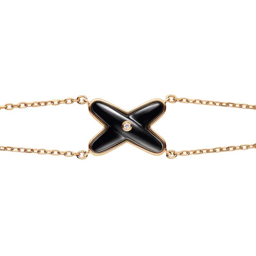 [Super CiCi ]ONYX-ARMBAND ROSÉGOLD 1 DIAMANT