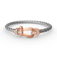 [Bieber Jewelry ]FORCE LARGE HORSESHOE HALF DIAMOND BRACELET ROSE GOLD