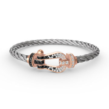 [Super CiCi ]FORCE LARGE HORSESHOE BLACK WHITE DIAMOND BRACELET ROSE GOLD