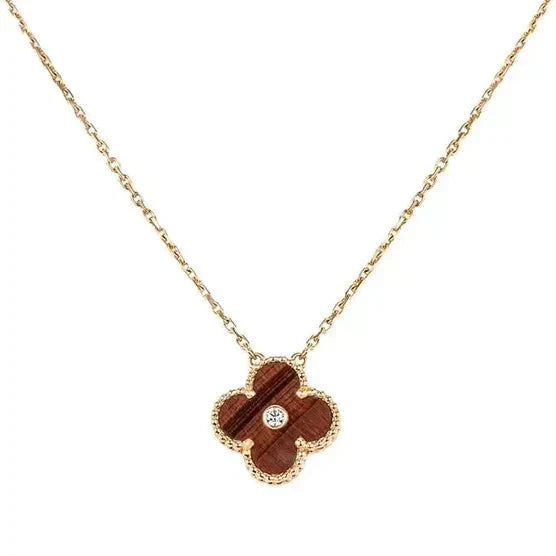 [Super CiCi ]CLOVER 15MM HALSSETTE AUS DIAMANT UND GELBEM TIGERAUGE-ACHAT