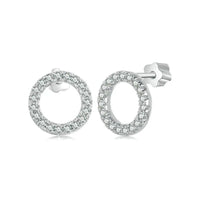 Forever Clear Moissanit Circle Round Stud Earrings