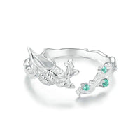 Offener Muschelring mit grünen Zirkonia-Einlagen, verstellbare Ringe der Ocean-Serie