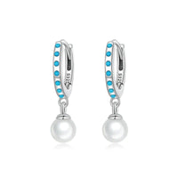 Türkisfarbene Ohrhänger, Muschelperlen-Ohrhänger