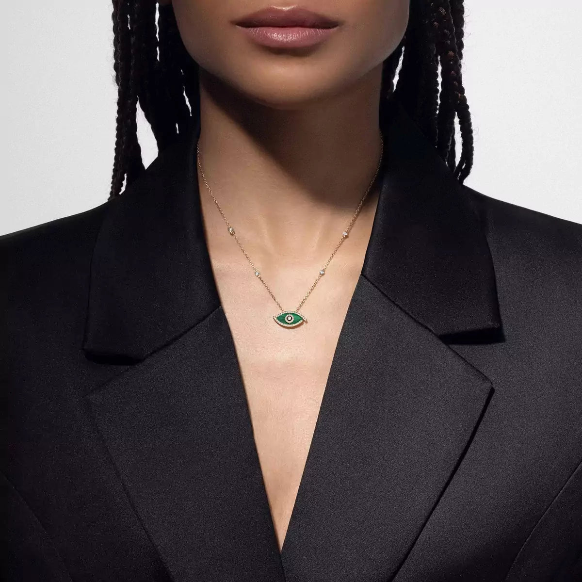 [Super CiCi]Lucky Eye Diamond Necklace in Rose Gold and Turquoise