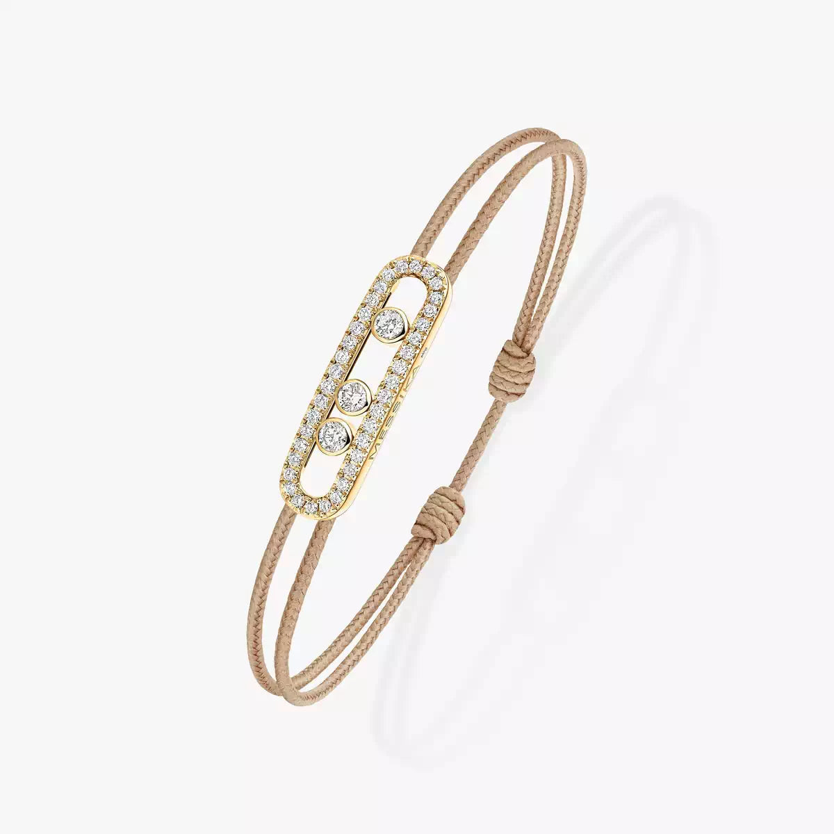 [Super CiCi]Messika Care(s) Armband mit rosa Kordel und Pavé-Diamanten