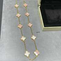 [Bieber Jewelry ]CLOVER 10 MOTIFS PINK MOP NECKLACE