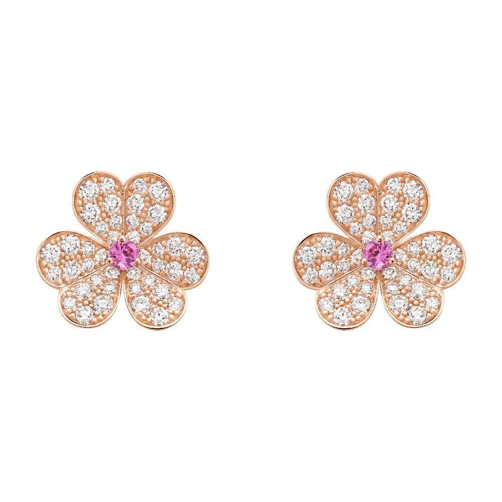 [Super CiCi ]FRIVOLE BLUMEN-OHRRINGE AUS ROSÉGOLD MIT DIAMANTEN