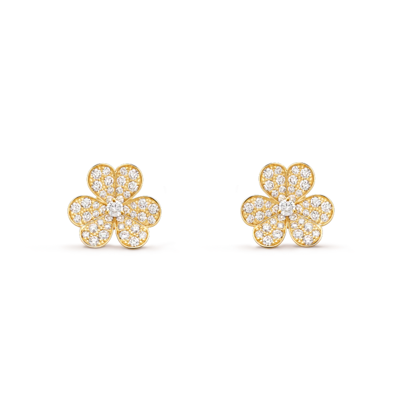 [Super CiCi ]FRIVOLE GOLD BLUMEN-DIAMANT-OHRRINGE