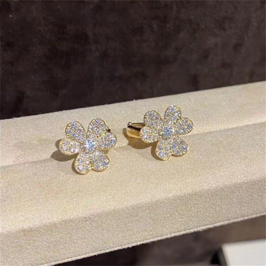 [Super CiCi ]FRIVOLE GOLD BLUMEN-DIAMANT-OHRRINGE