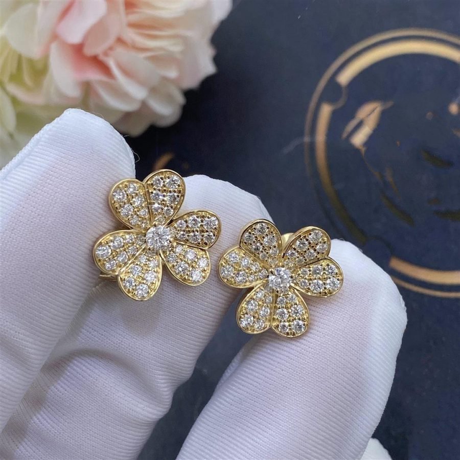 [Super CiCi ]FRIVOLE GOLD BLUMEN-DIAMANT-OHRRINGE