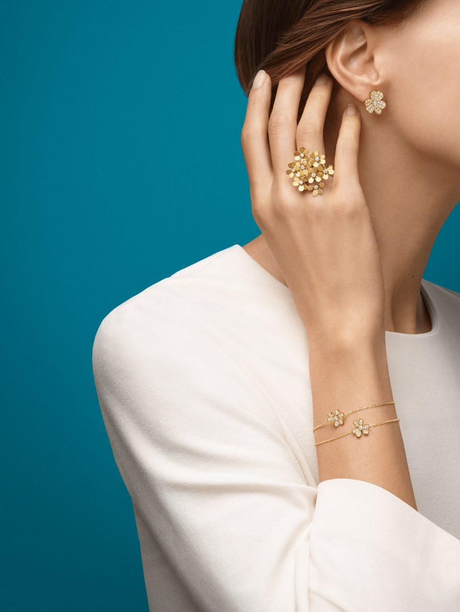 [Super CiCi ]FRIVOLE GOLD BLUMEN-DIAMANT-OHRRINGE