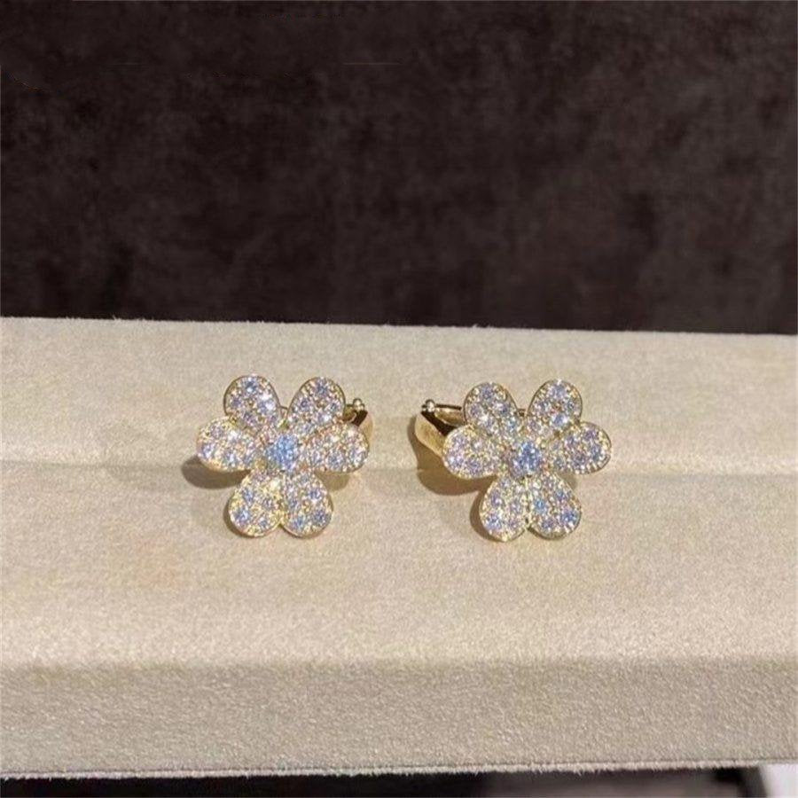 [Super CiCi ]FRIVOLE GOLD BLUMEN-DIAMANT-OHRRINGE