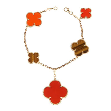 [Super CiCi ]CLOVER BRACELET 5 MOTIFS CARNELIAN TIGER EYE