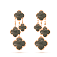 [Bieber Jewelry ]CLOVER EARRINGS DARK MOP 4 MOTIFS ROSE GOLD