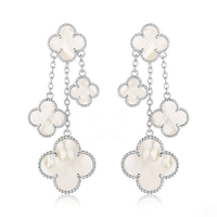 [Bieber Jewelry ]CLOVER EARRINGS WHITE MOP 4 MOTIFS SILVER
