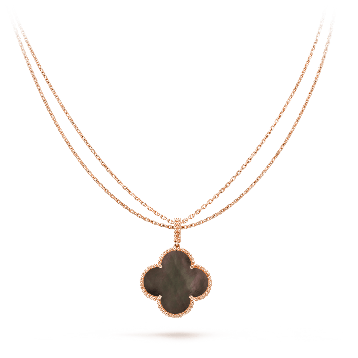 [Super CiCi ]CLOVER 25MM GOLD DUNKLE PERLMUTT GROSSE CLOVER-HALSKETTE