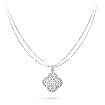 [Super CiCi ]CLOVER 25MM SILVER FULL DIAMOND BIG CLOVER NECKLACE