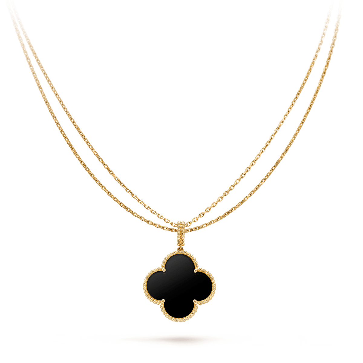 [Super CiCi ]CLOVER 25MM GOLD ONYX GROSSE CLOVER-HALSKETTE